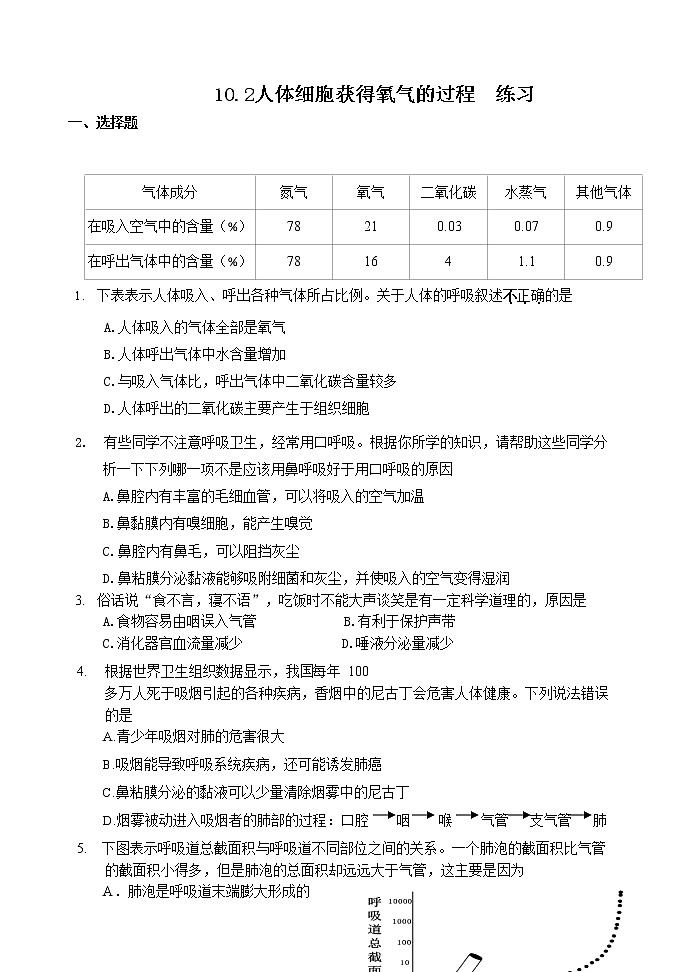 10.2人体细胞获得氧气的过程(课件+教案+练习+学案)01