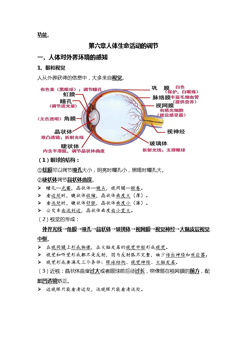 08人体内废物的排出+人体生命活动的调节-2022中考一轮复习核心考点必背知识清单第3页