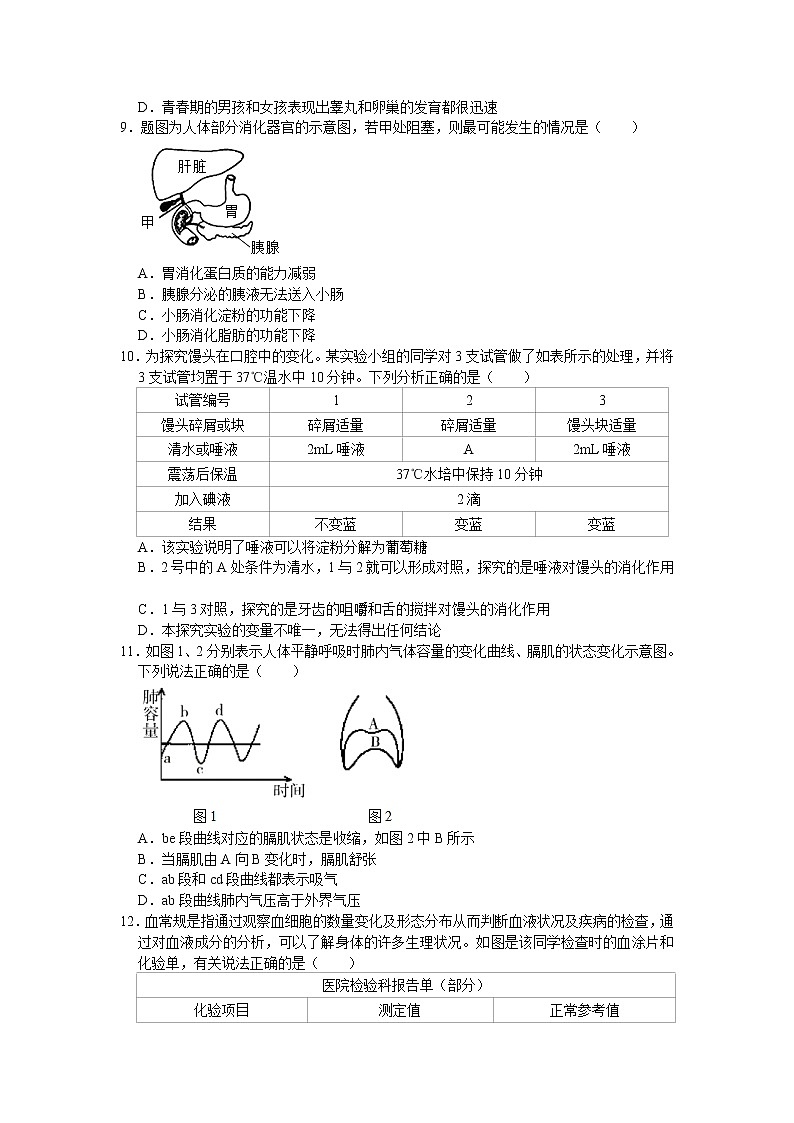 山东省临沂市河东区2021年中考生物二模试卷 及答案03