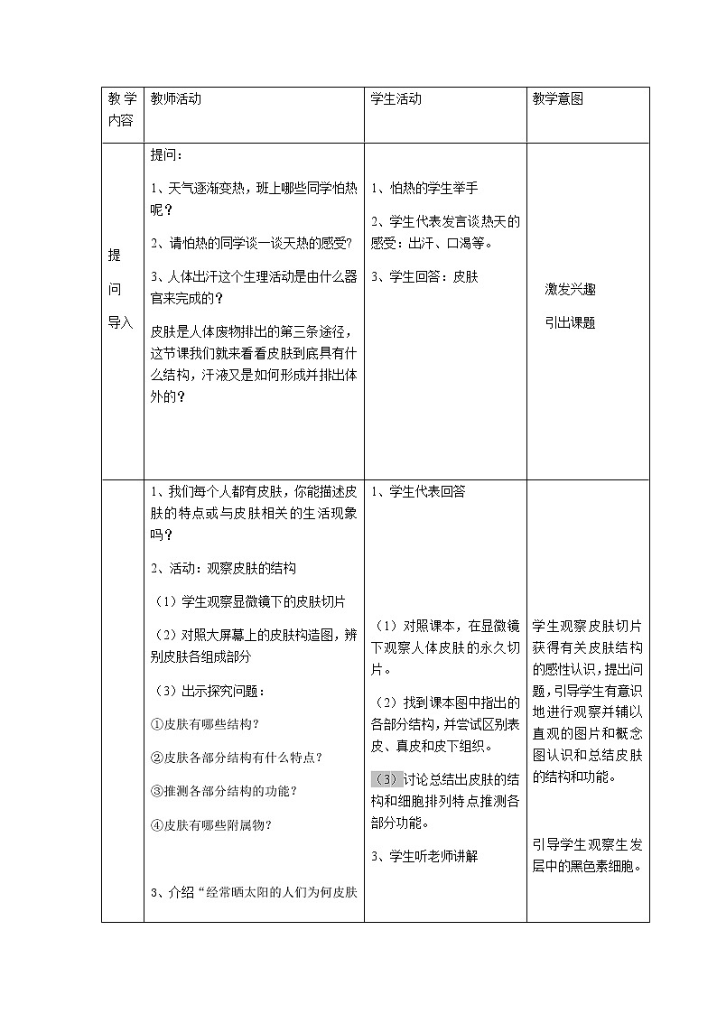 第11章 第4節(jié) 皮膚與汗液分泌教案第2頁