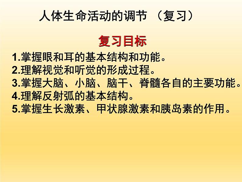 2022年中考生物一轮复习课件:人体生命活动的调节第1页