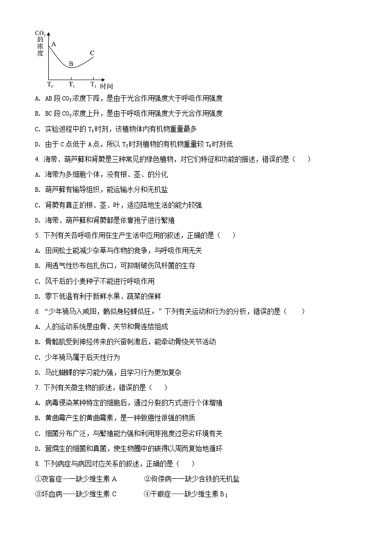 2022年山东省菏泽市东明县中考一模生物试题第2页