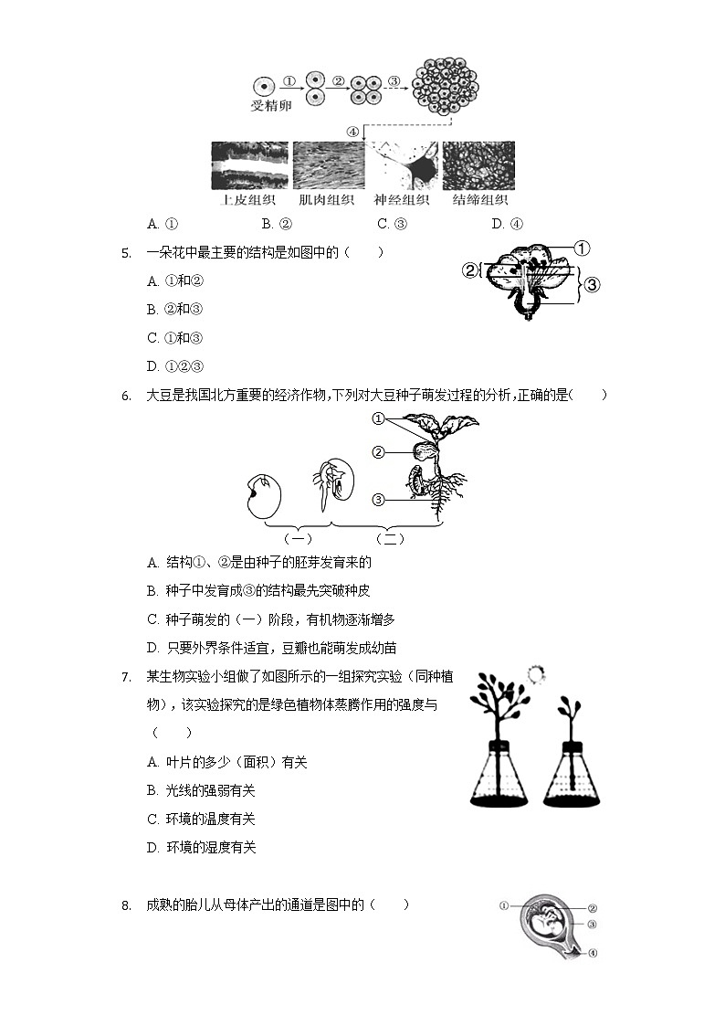2022年甘肃省陇南市礼县中考一模生物试卷(word版含答案)02