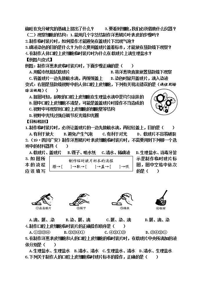 苏科版七年级生物下册学案:第8章第1节生物体的基本结构第2页