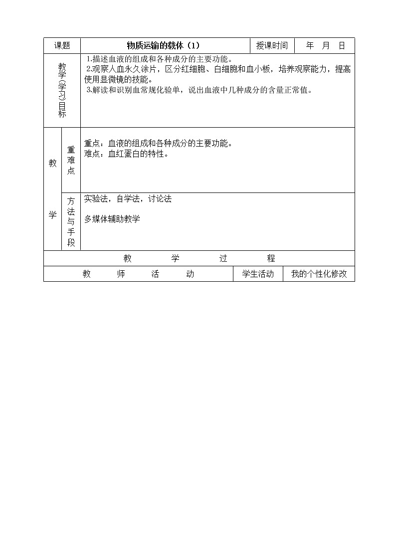 3.1 物質(zhì)運(yùn)輸?shù)妮d體 教學(xué)設(shè)計(jì)第1頁(yè)