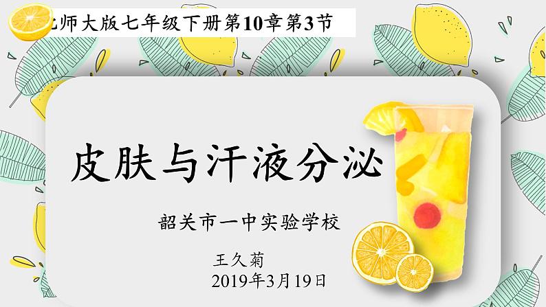 北师大版生物七年级下册 第11章 第3节 皮肤与汗液分泌(1)(课件)第5页