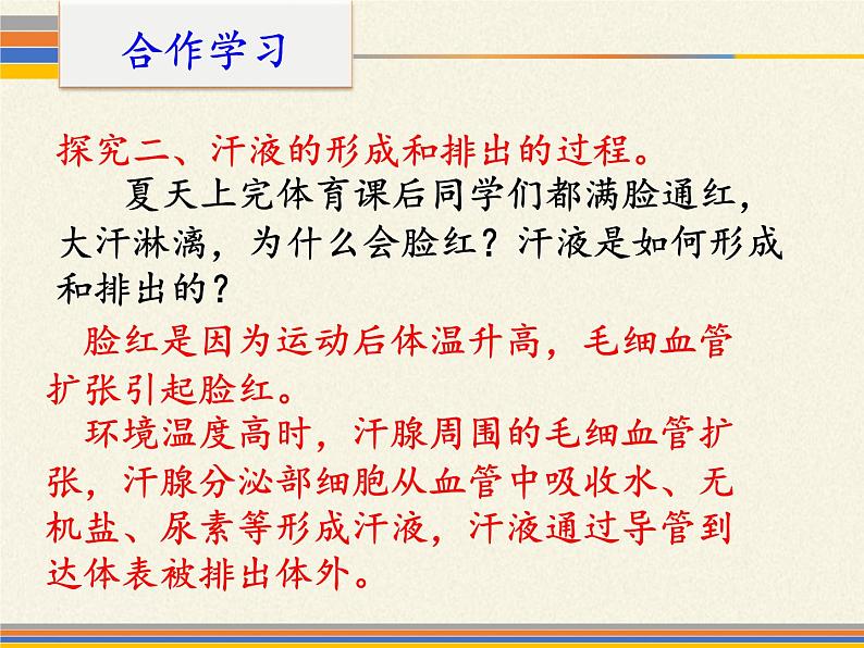 北师大版生物七年级下册 第11章 第3节 第3节 皮肤与汗液分泌(课件)第7页