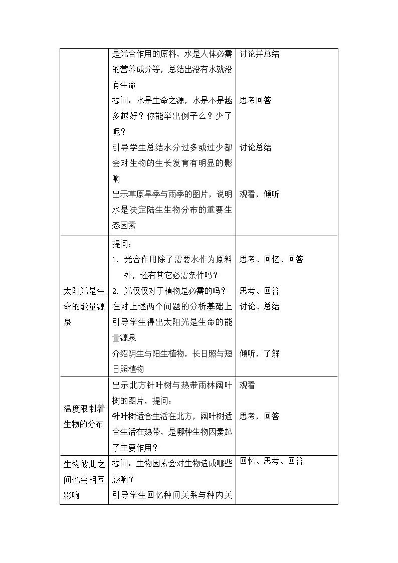 北师大版生物八年级下册 8.23.1 生物的生存依赖一定的环境(10) 教案02