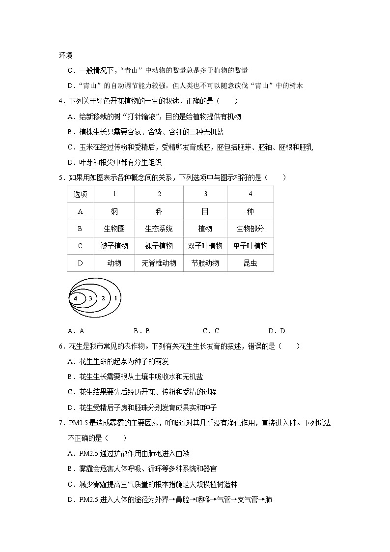 2021年山东省泰安市宁阳县中考生物二模试卷及答案第2页