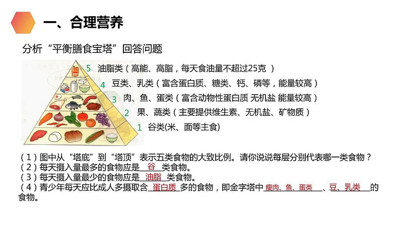 人教版生物七年级下册第二单元 人体的营养 2.3 合理营养与食品安全 电子课件PPT备课第7页