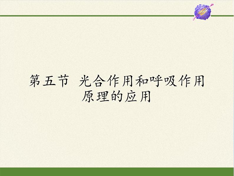苏教版七年级生物上册 第六章 第五节 光合作用和呼吸作用原理的应用(课件)01