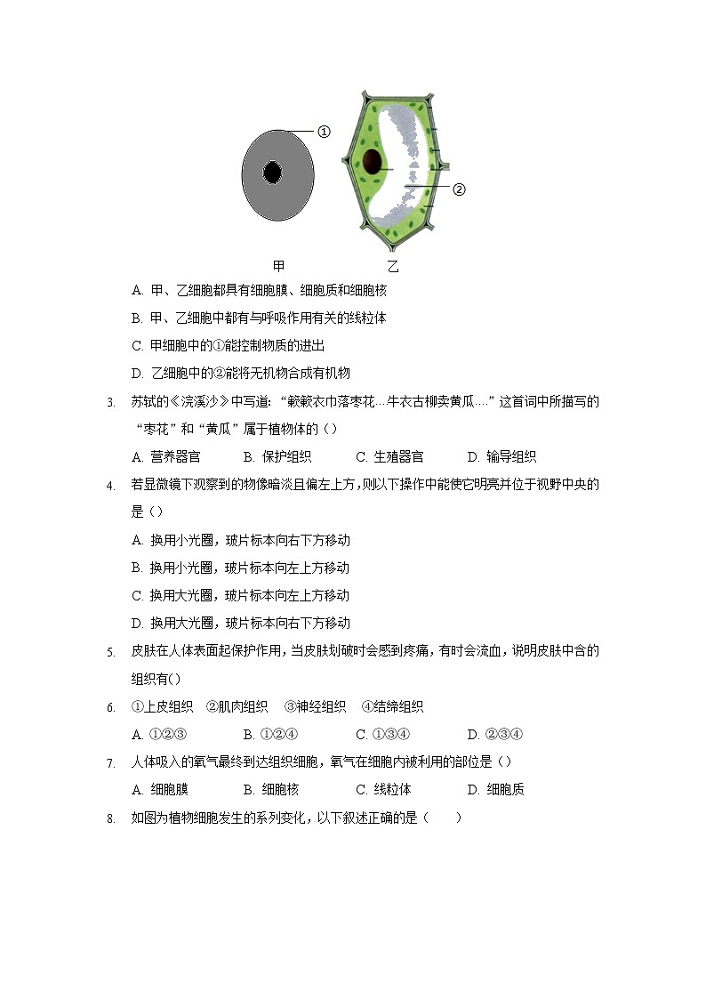 2022中考生物三轮复习考前预测-----生物体的结构层次第3页