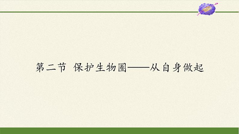 苏教版生物七年级下册 第十三章 第二节 保护生物圈——从自身做起(课件)第1页