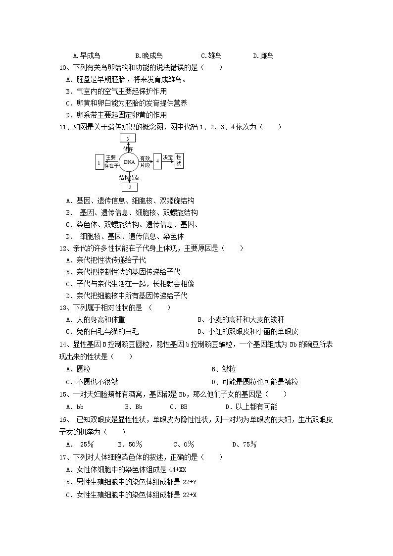 江苏省盐城市东台市第二教育联盟2021-2022学年八年级下学期期中生物试卷(word版含答案)第2页