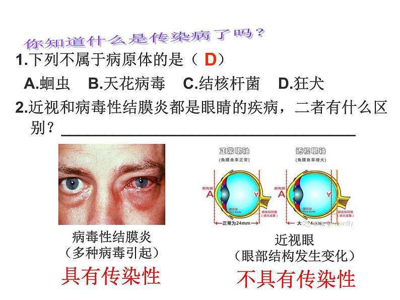 人教版八下生物 8.1.1传染病及其预防 课件第5页