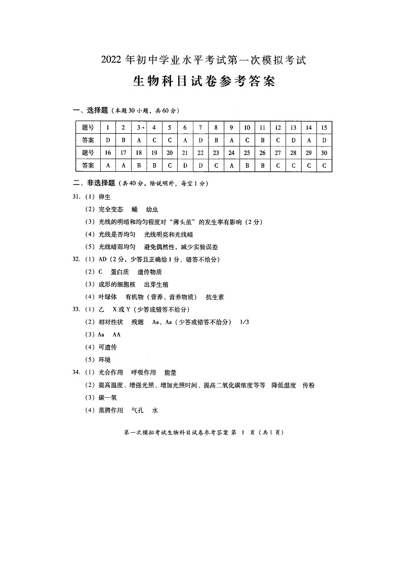 生物答案第1页