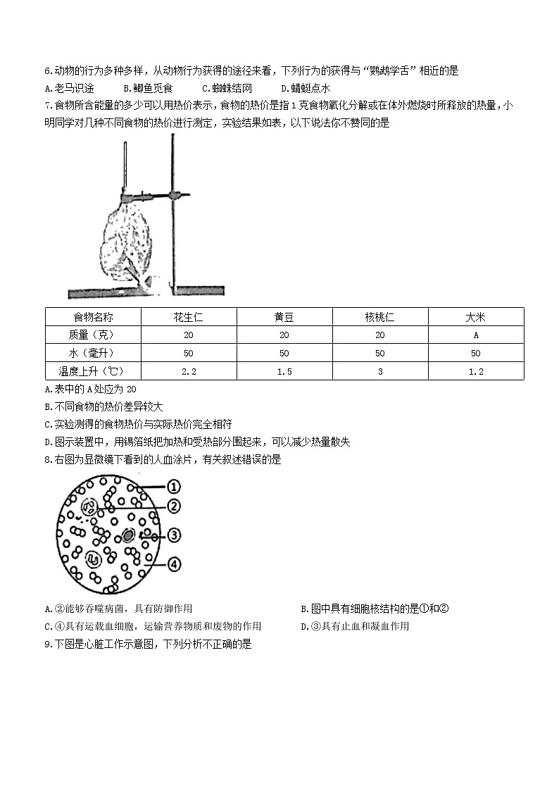 2022年山東省菏澤東明縣初三二模生物試題第3頁