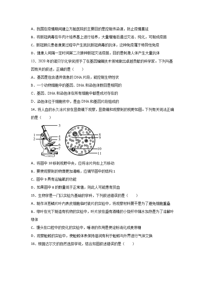 山东省菏泽市郓城县2021-2022学年九年级下学期期中生物试题(word版含答案)第3页