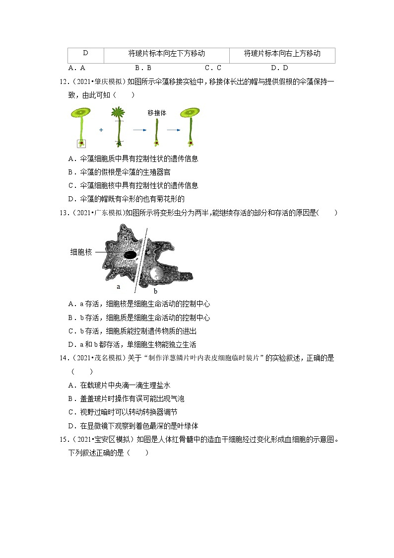 2022年广东省中考生物二轮专题练1-生命体的结构层次第3页