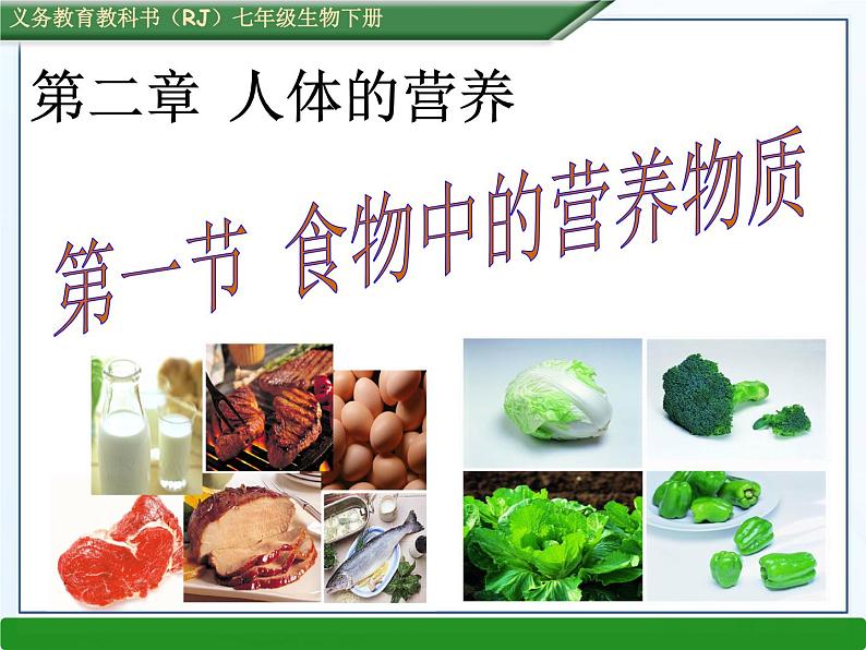 人教版七下生物 2.1食物中的营养物质 课件第1页