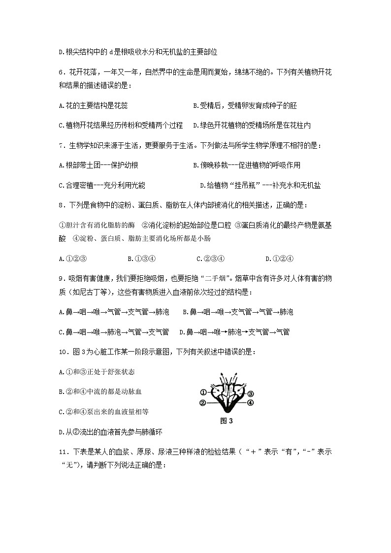 2022年广西贺州市初中学业水平模拟考试生物试题(二模)02