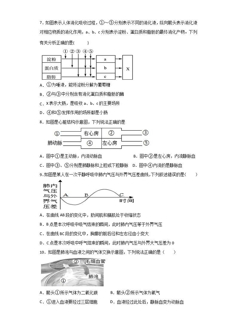 内蒙古乌海市第二中学2021-2022学年七年级下学期期中考试生物试题(含答案)02