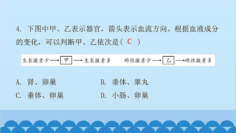 人教版生物七年级下册 第六章 第四节 激素调节(课件)第4页