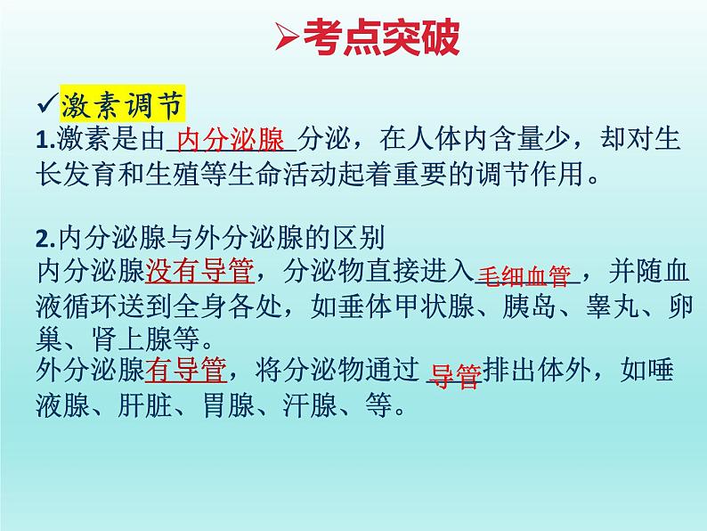 2022年中考生物专题复习课件:人体生命活动的调节(二)06