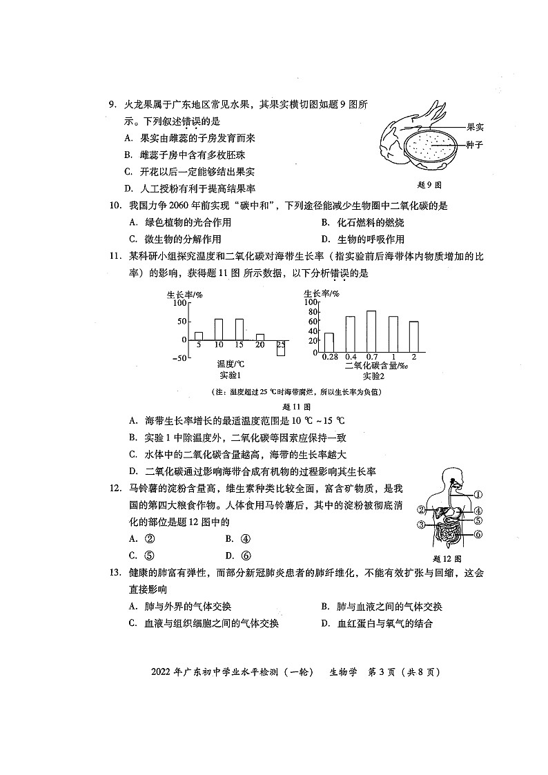 2022年广东省潮州市潮安区初中学业水平检测(一轮)生物试卷03