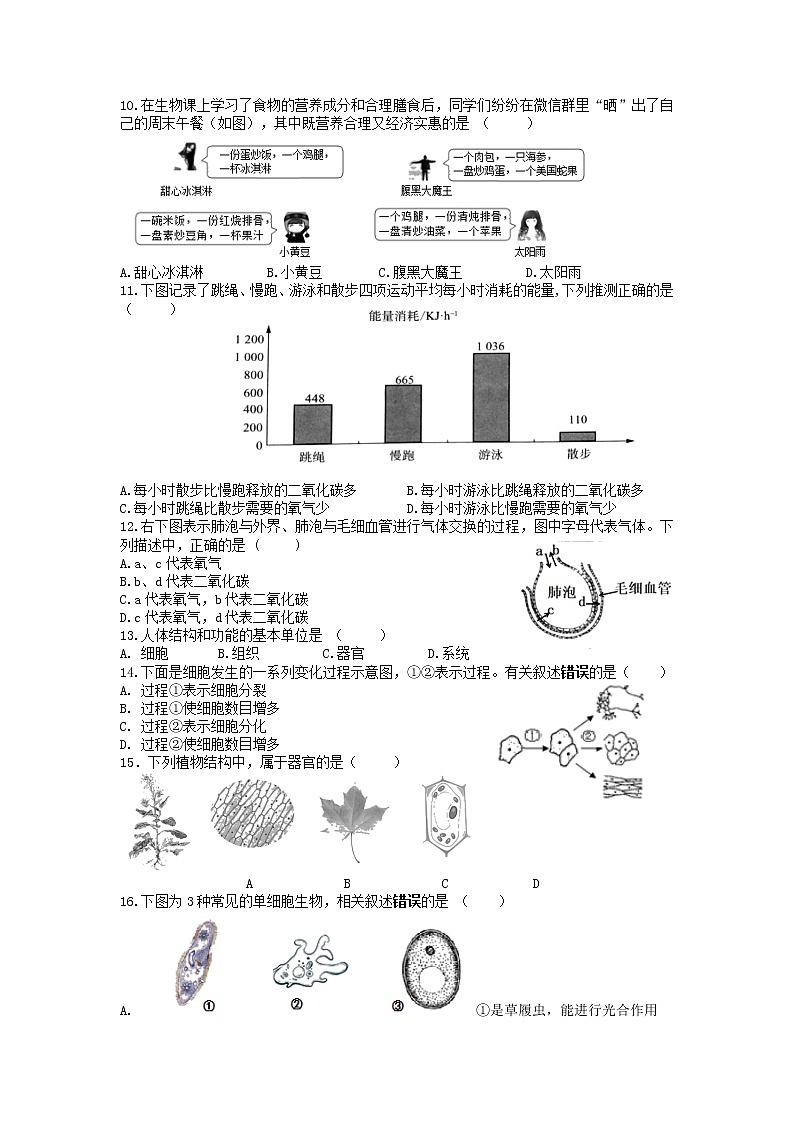 2022年江苏省江阴市学业水平模拟考试生物试题02