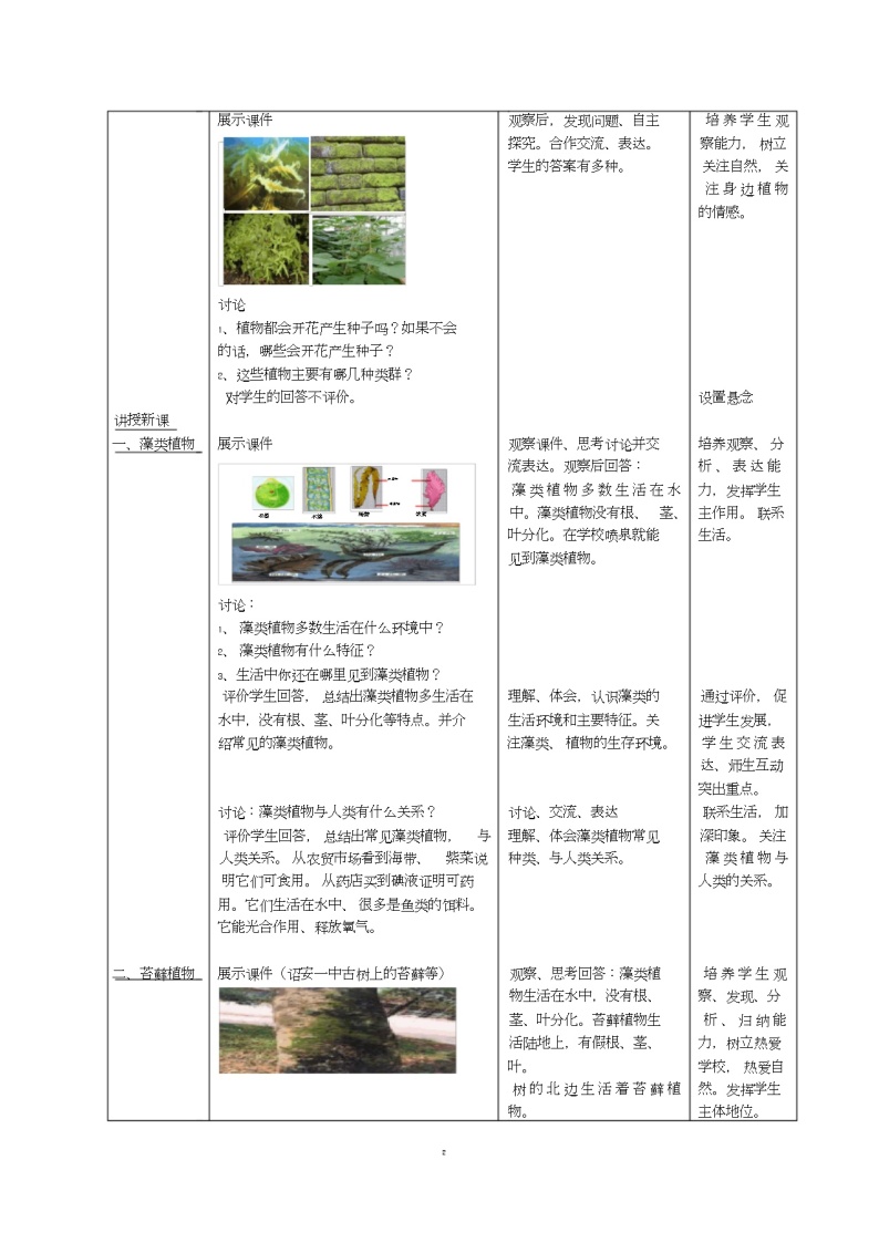 《藻类、苔藓和蕨类植物》教学设计02