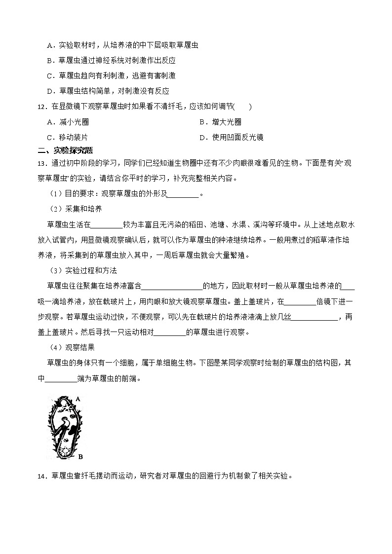 备考中考生物实验专项复习 观察草履虫解析版第3页