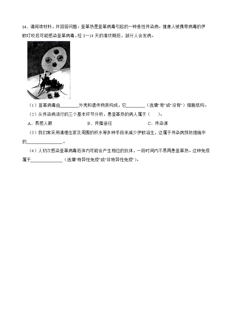 广东省中考生物三年真题汇编 生物圈中的微生物解析版03