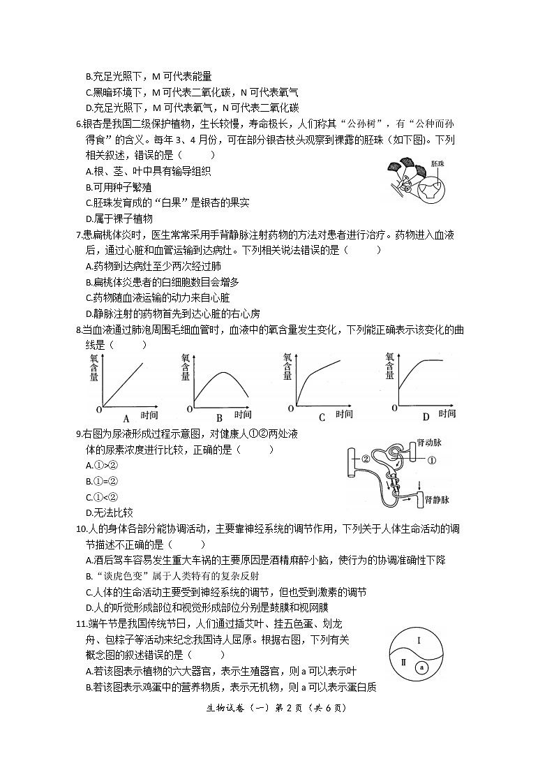 2022年河南省普通高中招生考试模拟试卷 生物(一)第2页