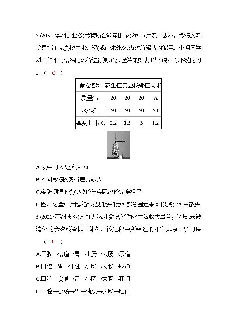 生物人教版七年级下册单元质量达标(二)(第四单元 第二、三章)第2页