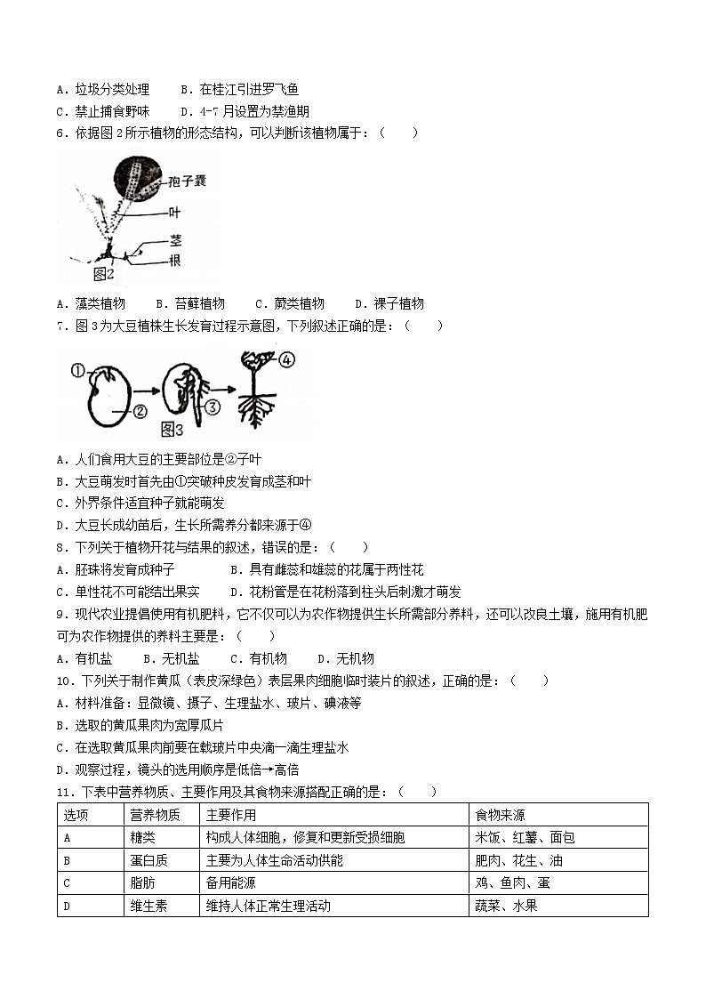 2022年广西贺州市昭平县中考二模生物试题(word版含答案)02