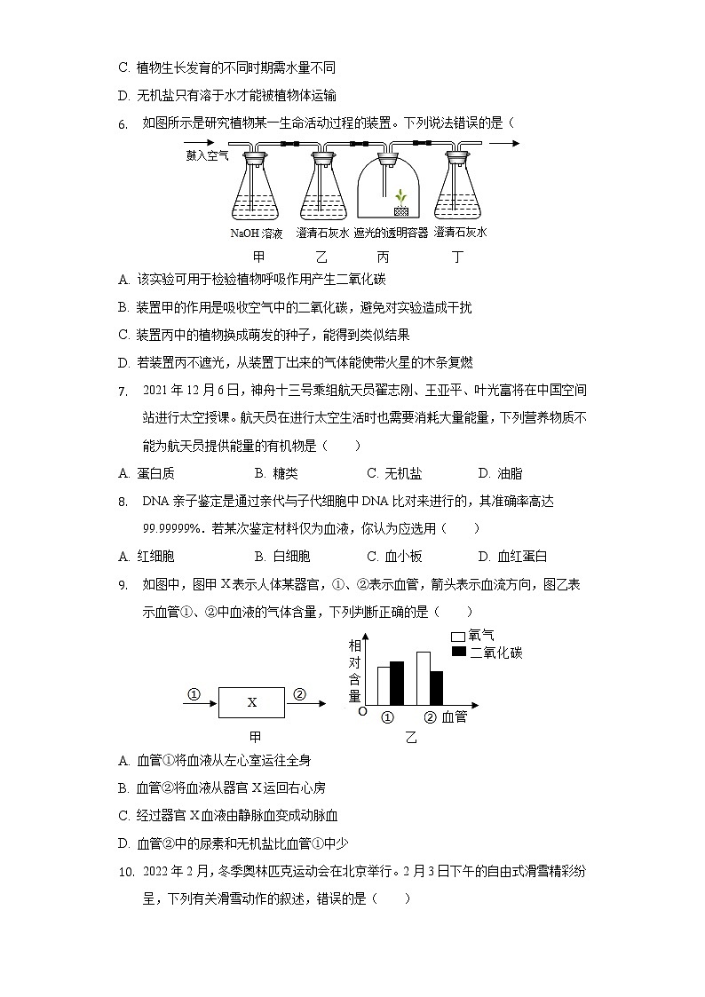 2022年河南省商丘市虞城县部分校中考生物全真模拟试卷(三)(word版含答案)第2页
