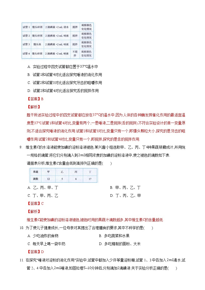 5.4 人体对食物的消化和吸收 第3课时-七年级生物上册 课件+练习（苏科版）03