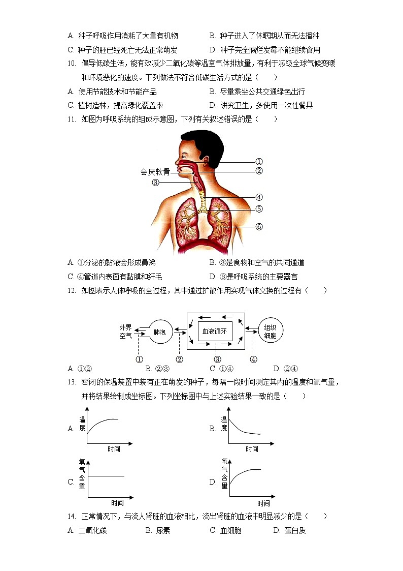 2022年江苏省苏州市中考生物试卷(含答案解析)02