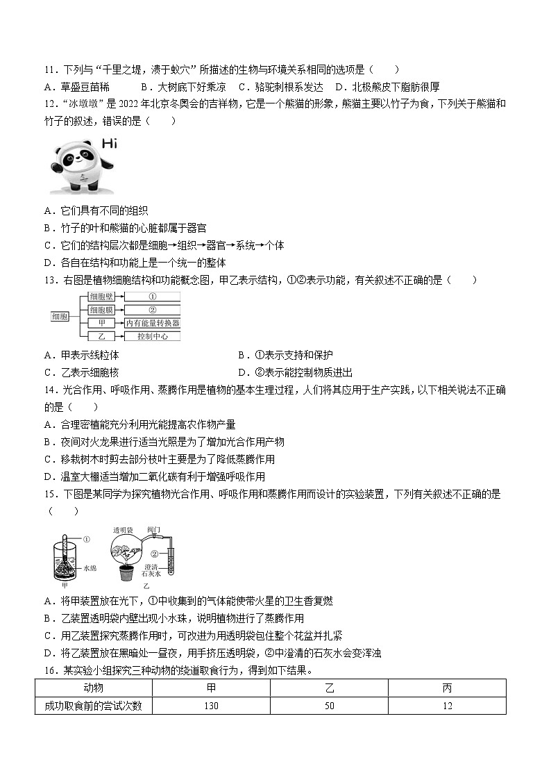 2022年海南省中考真題生物卷及答案（文字版）第2頁(yè)