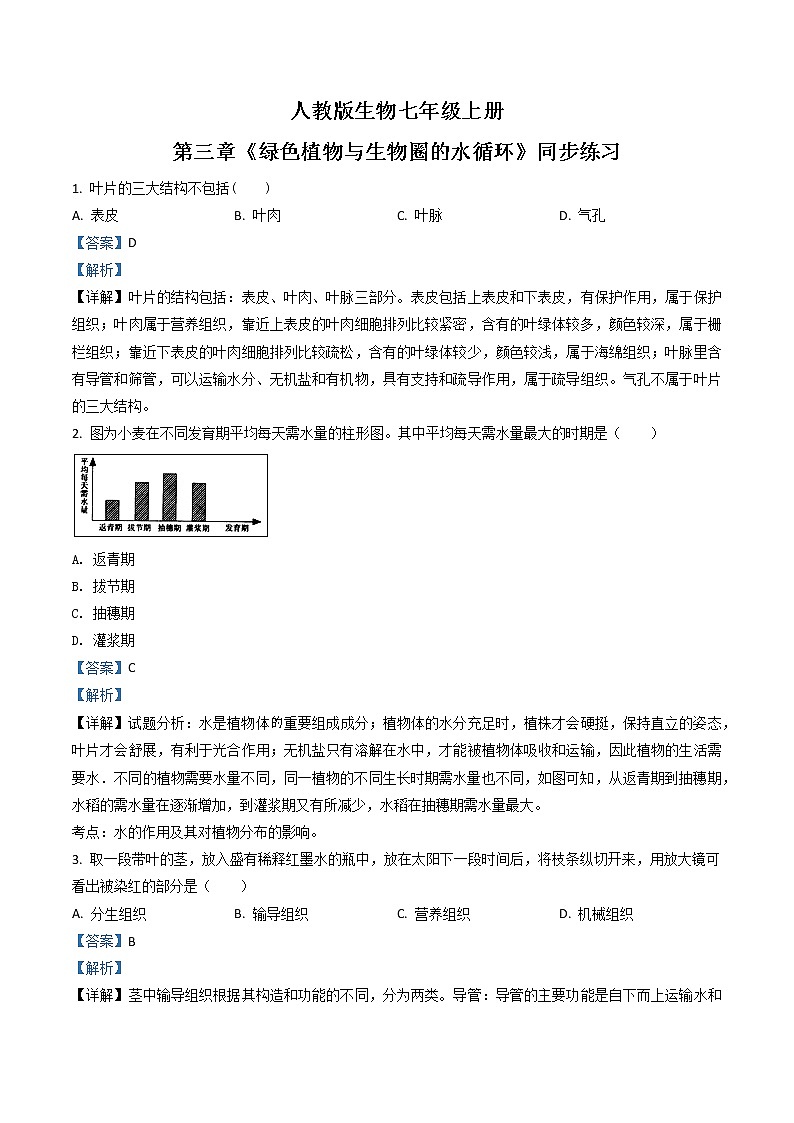 3.3《绿色植物与生物圈的水循环》(课件+教案+练习)01