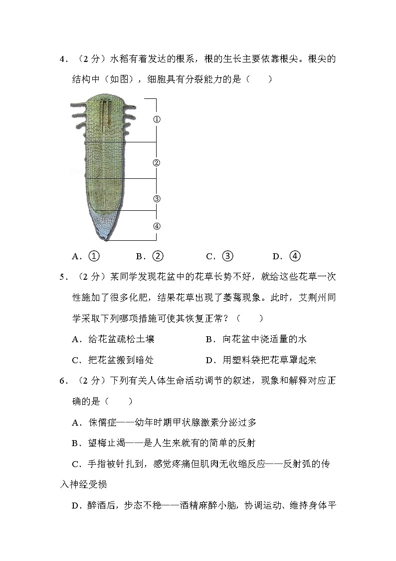 2022年湖北省荆州市中考生物试卷解析版第2页