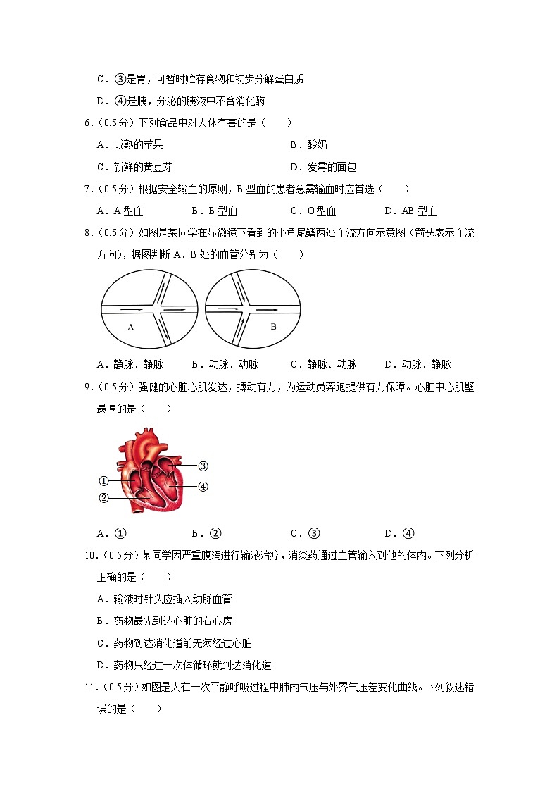 江苏省盐城市2021-2022学年七年级下学期期末生物试卷(word版含答案)第2页