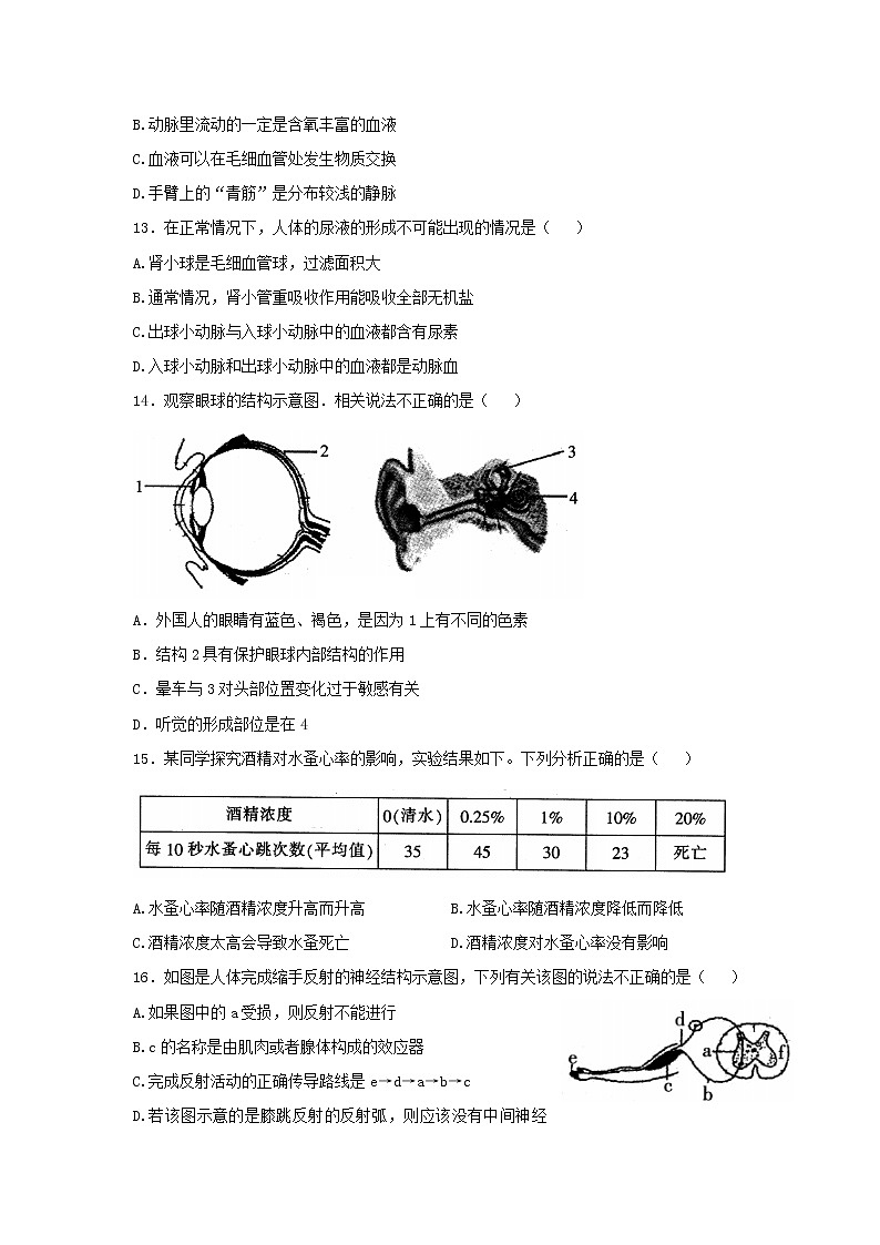 重庆市梁平区2021-2022学年七年级下学期期末质量监测生物试题(word版含答案)03