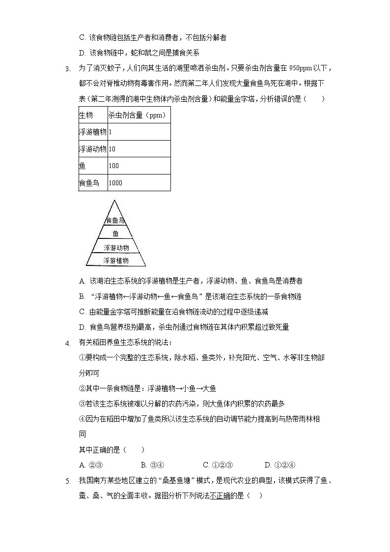 第一单元2.2生物与环境组成生态系统 人教版初中生物七年级上册同步练习(含答案解析)02