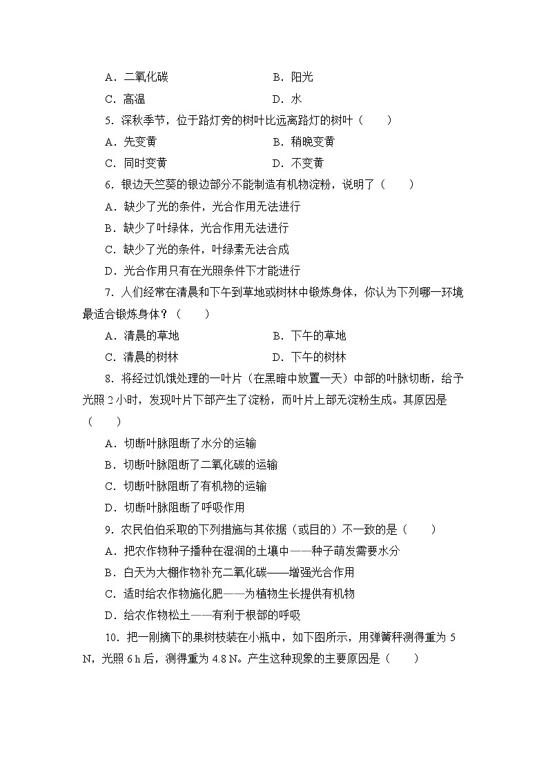 北师大版生物七上期末测试卷及答案第2页