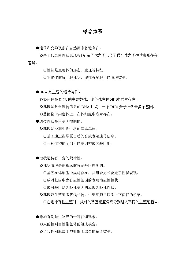 北师大生物八上第20章《生物的遗传和变异》概念体系01