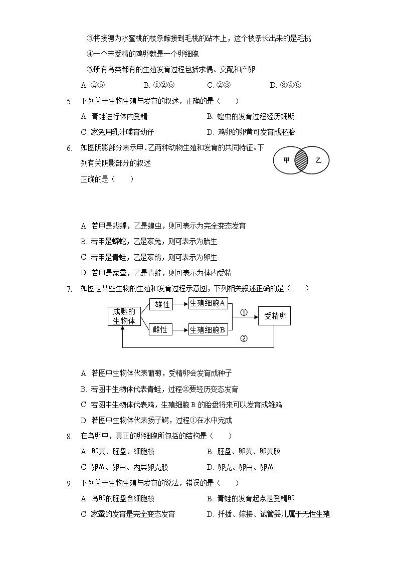 20.1動物的生殖   蘇科版初中生物八年級上冊同步練習(xí)（含答案解析）第2頁