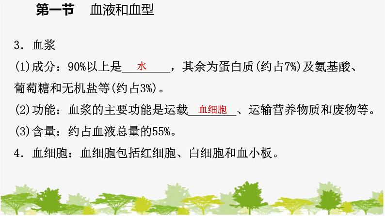 苏教版七年级生物下册 第十章 第一节 第1课时 血液的组成和功能课件第6页