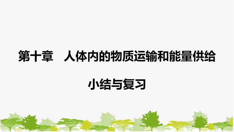 苏教版七年级生物下册 第十章 人体内的物质运输和能量供给 小结与复习课件第1页